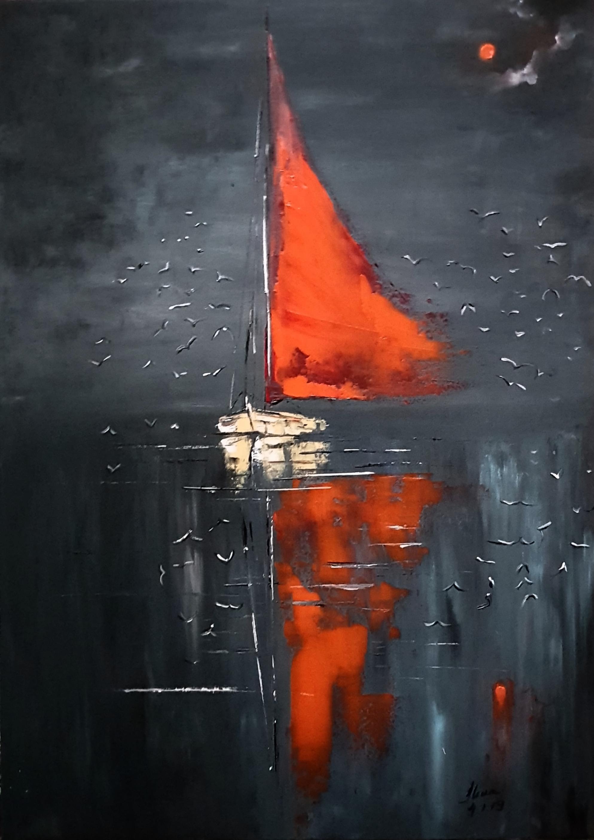 ArteDiAlina.com painting: Red moon / Luna rossa